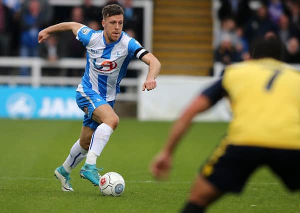 Hartlepool United skipper Carl Magnay on the attack.

Picture by TOM BANKS