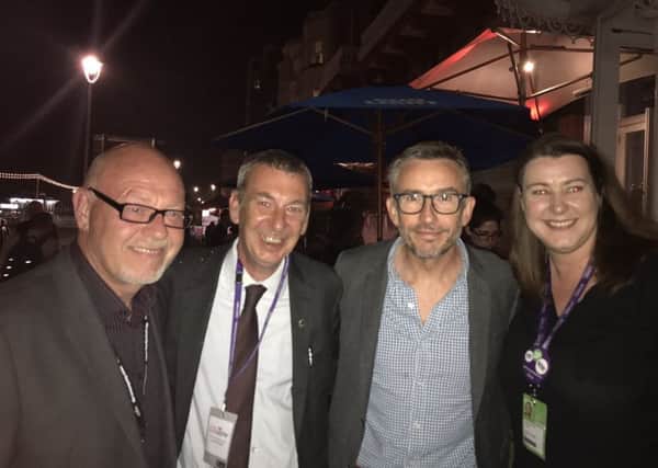 Hartlepool MP (second left) with actor and comedian Steve Coogan and Middlesbrough councillor Mick Thompson (left) and Tracy Wainwright from UNISON