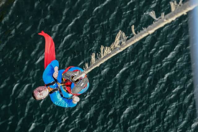Steve Picton doing his jump over Hartlepool marina