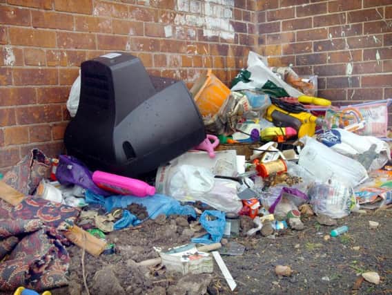 Rubbish dumped in Acclom Street, Hartlepool.