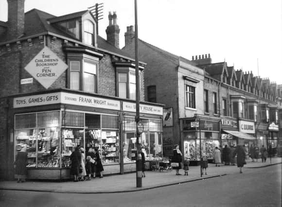 York Road  in the 1950s with  Frank Wright's toy shop in the forground and Argosy next to it.