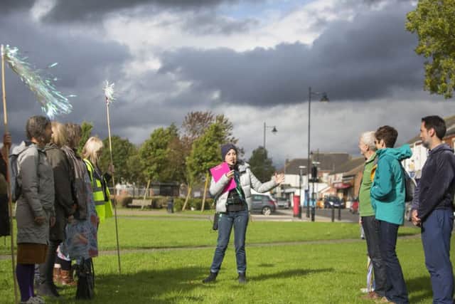 Artist Maria Anastassiou leads the way during a Shotton Safari. Picture by Richard Kenworthy.