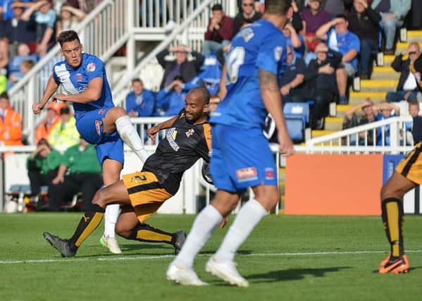 Scott Fenwick in action for Hartlepool United against Cambridge United. Picture by FRANK REID