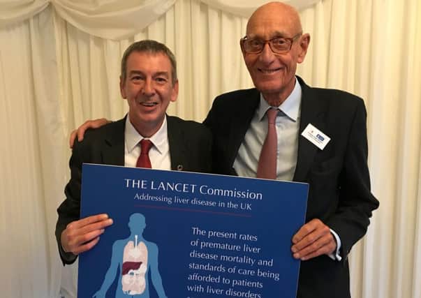 Hartlepool MP Mike Hill (left) meets Professor Roger Williams CBE and Chair of the Lancet Commission on Liver Disease.