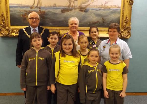 Mayor of Hartlepool Paul Beck with members of the 14th Hartlepool Brownies.