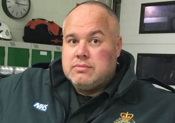 North East Ambulance Service driver Tony Traynor who was injured when yobs threw a bottle through the passenger window while transporting a patient to hospital in Scotland.