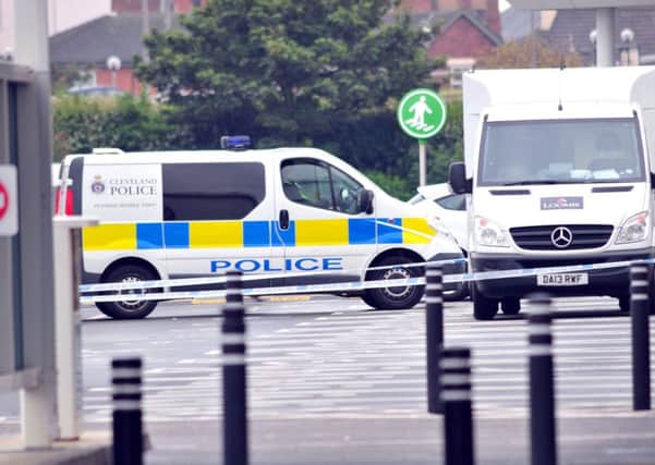 The scene following the robbery at Asda in Hartlepool.