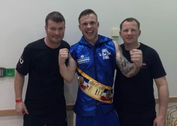 The Real Deal, Greg ONeil (centre) with head coach Peter Cope (left) and coach Alan Temple after the win over Harry Matthews.