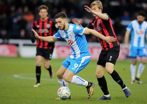 Hartlepool United V Macclesfield Town. National League.

Jake Cassidy and Ryan Lloyd.

Picture: TOM BANKS
