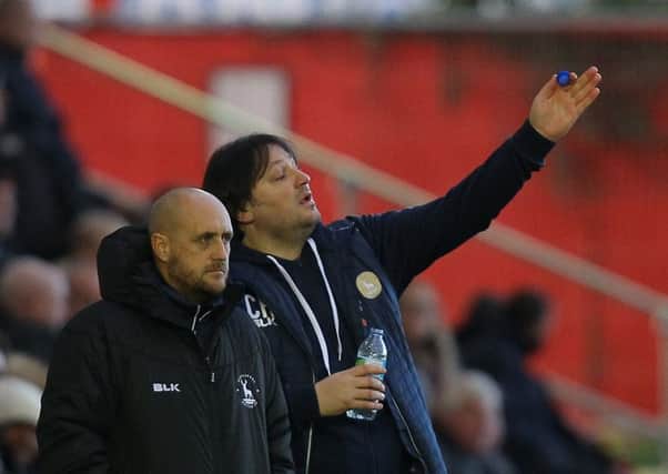 Picture by Gareth Williams/AHPIX.com; Football;  Craig Harrison tries to organise his side