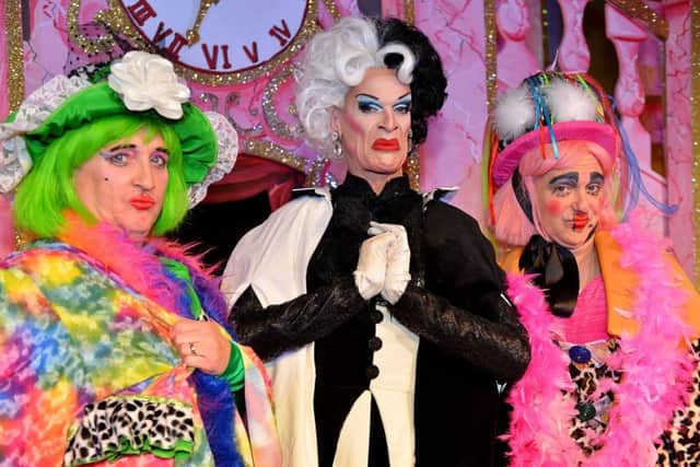 Ugly sisters Rob (left) and Darren Harper (right) with the Wicked Stepmother (Paul Burnham) In Cinderella, at the Billingham Forum Theatre. Picture by FRANK REID