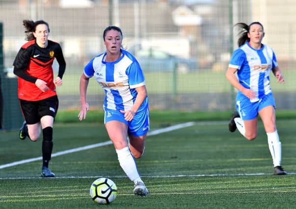 Hartlepool United Ladies (blue and white) V Wakefield Ladies FC, played at Brierton Sports Centre. Picture by FRANK REID