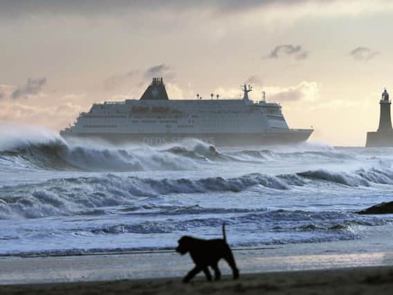 A passenger ferry battles through the elements off the coast of South Shields on Friday.
