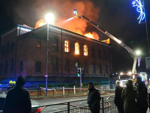 The fire at its height last night. Picture by Tom Collins