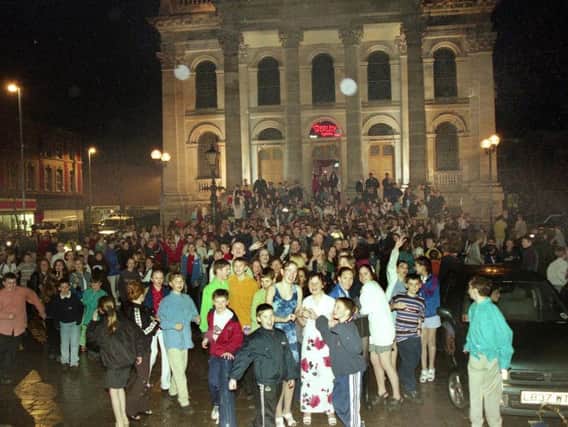 A 1998 picture of hundreds of youngsters gathered outside the former Wesley nightclub, in Hartlepool, before one of the venue's popular junior discos.