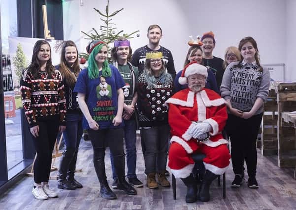 Staff and students in their Christmas jumpers at Cleveland College of Art and Design.