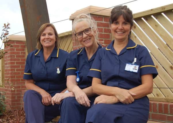 From left, specialist nurses Elain Morley, Linzi Stafford and Barbara Thompson, who is also a Queen's Nurse.