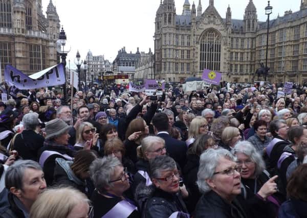 WASPI Supporters outside Westminster