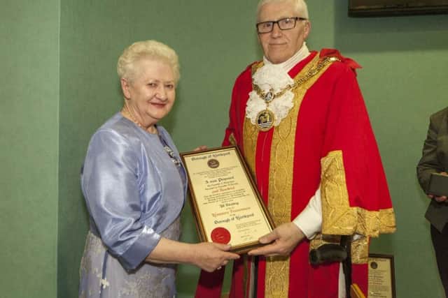 Jill Kitching, formerly Duke, receives the accolade of Freedom of the Borough of Hartlepool.