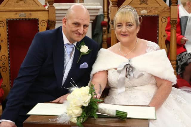 Jacky Wilkinson and Thomas Fletcher on their wedding day at AVenue, Hartlepool.
Thomas has terminal cancer and they wedding has been funded by kind donations by members of the public.

Picture: TOM BANKS