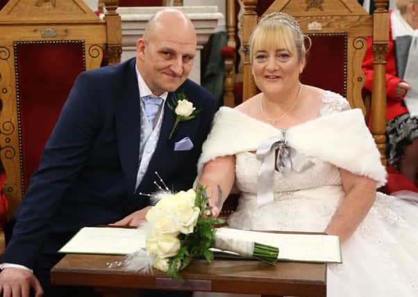 Jacky Wilkinson and Thomas Fletcher on their wedding day at AVenue, Hartlepool.
Thomas has terminal cancer and they wedding has been funded by kind donations by members of the public.

Picture: TOM BANKS