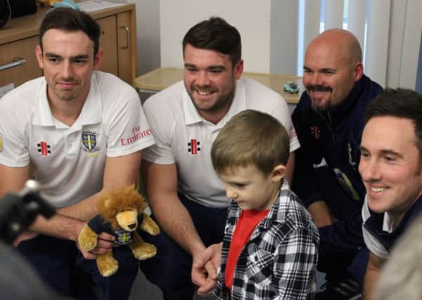 From left: Durham's James Weighell, Ryan Pringle, Neil Killeen and Will Smith enjoy their visit to the Great North Children's Hospital