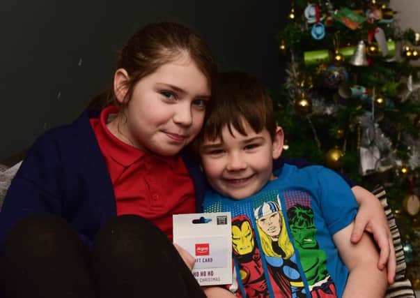 Hartlepool Dear Santa competition runner-up Courtney Smart with brother Oliver (5).