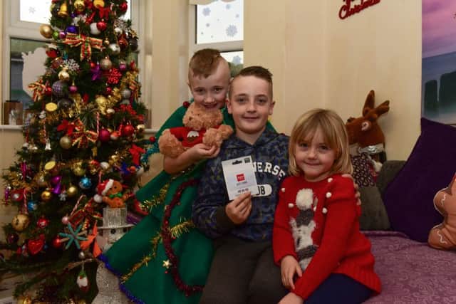 Hartlepool Dear Santa competition winner Sonny Wintersgill with brother Jack (8) and sister Macy (5).