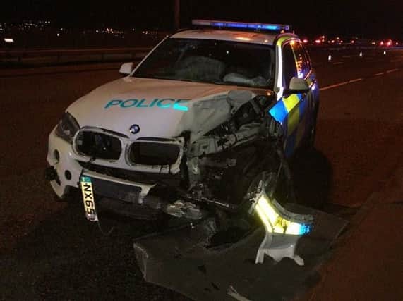 The police car involved in last night's chase