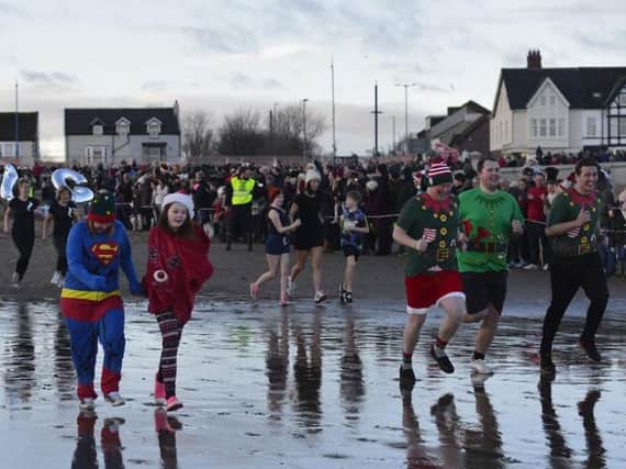 Taking the plunge at the Boxing Day dip in Seaton Carew.