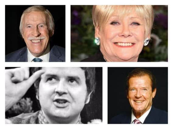 Among the celebrities we lost in 2017 were, clockwise from top left, Sir Bruce Forsyth, Liz Dawn, Sir Roger Moore and Rodney Bewes.