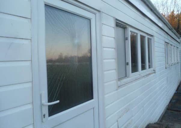 Thieves attacked the front door of Wolviston FC to try to get in.