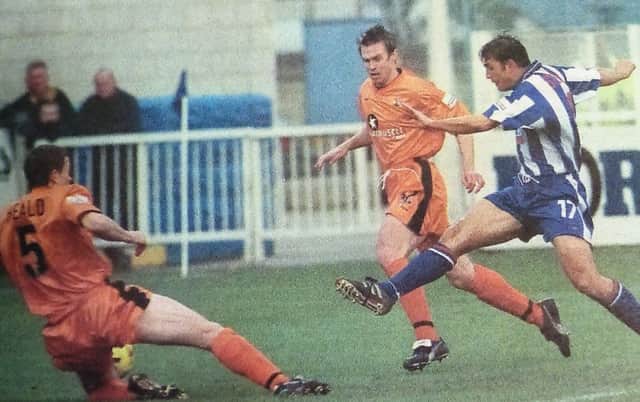 Paul Stephenson scores a belter of a goal to open the scoring against Barnet.