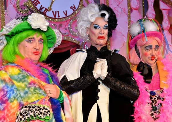 Ugly sisters Rob and Darren Harper with wicked stepmother Paul Burnham, centre, in Cinderella, at the Billingham Forum Theatre.