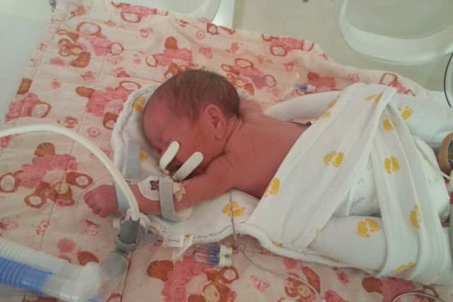 Dottie O'Keefe in hospital as a baby.