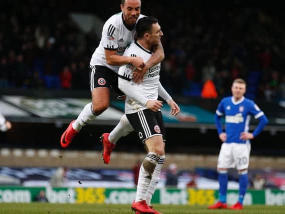 Nathan Thomas scoring an FA Cup winner for Sheffield United at Portman Road at the weekend.