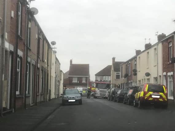 Emergency services on the scene of the fire this morning. Picture by Caroline Brown.