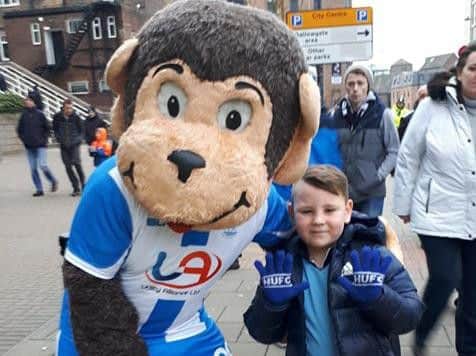 Juke Hutchinson shows his support for Hartlepool United as he headed to Newcastle to watch Saturday's Premier League fixture against Swansea.