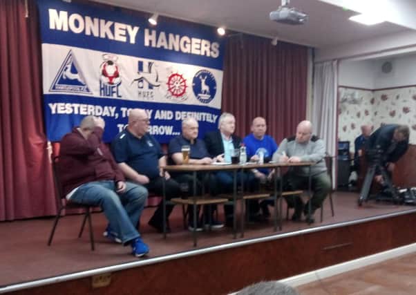 The panel (from left) Kevin McElhone, Steve Sharp, Mike Lewis, Les Watts, Tony Norman and Mark Gale