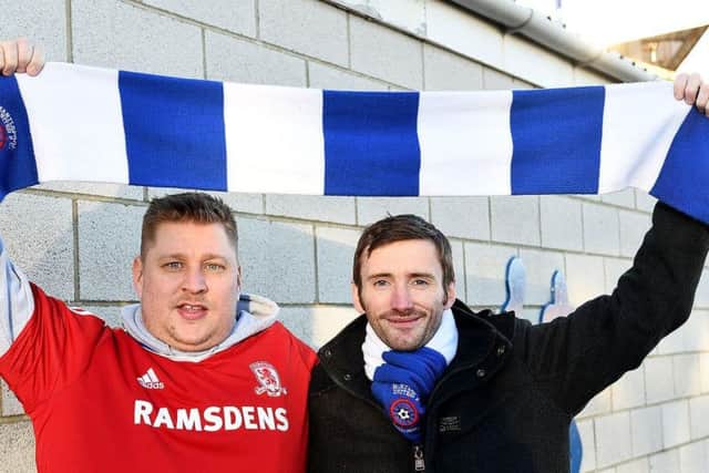 Middlesbrough, left, and Hartlepool fans were united in football at Victoria Park on Saturday.