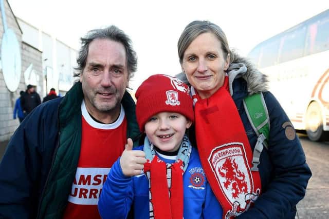 Middlesbrough fans Claire and Colin Watson and seven-year-old Ronnie Watson turned out to show their support.