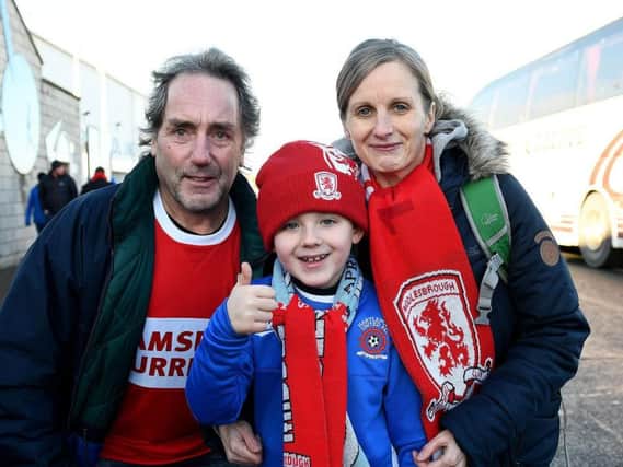 Middlesbrough fans Claire and Colin Watson and seven-year-old Ronnie Watson turned out to show their support.