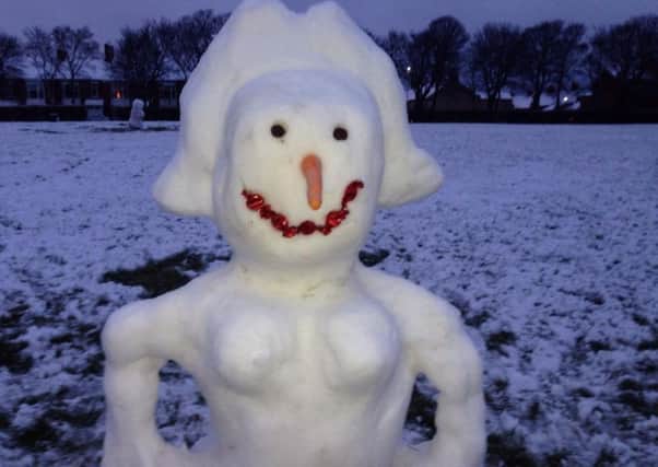 Meet Crystal, the snow-woman built by Jac and Stephen from South Shields.