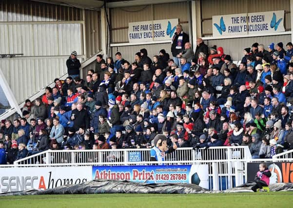 Fans at Hartlepool United versus Wrexham dubbed Save Pools Day. Picture by FRANK REID