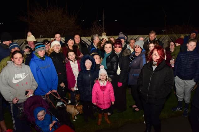 Crowds gathered at a vigil for a dog destroyed by police officers off Mainsforth Terrace, Hartlepool.