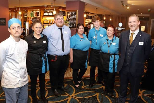 Team members (L-R)Jon McClay, Laura Howe, James Grey, Angela Miller, Ben Foebes, Dannii Gardener and General Manager Adam Bairstow are looking forward to welcoming back the people of Hartlepool to the new look pub