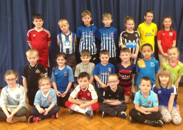 Youngsters from Golden Flatts Primary School wore sporty clothes on a non-unifrom fundraising day for Hartlepool United.