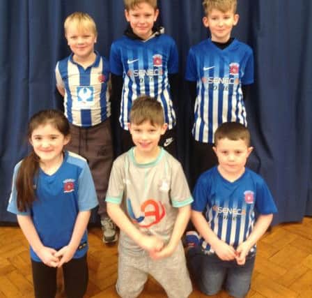 Youngsters from Golden Flatts Primary School wore football strips on a non-unifrom fundraising day for Hartlepool United.