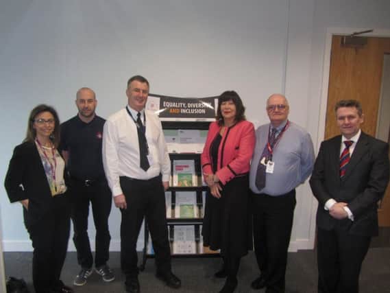 From left, Beth Farhat, Regional Secretary, Northern Region TUC; Dave Howe, Fire Brigades Union; Chief Fire Officer Ian Hayton, Councillor Jan Brunton Dobson, Chair, Cleveland Fire Authority and Edwin Jeffries and Duncan Rothwell from Unison.