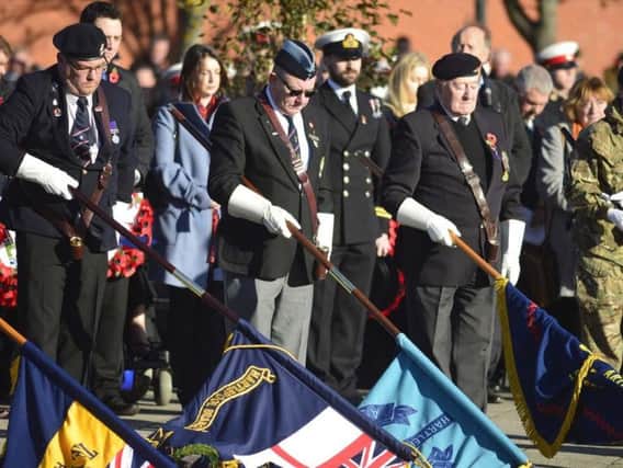 Bowed heads at Hartlepool's Remembrance Day service in 2017.